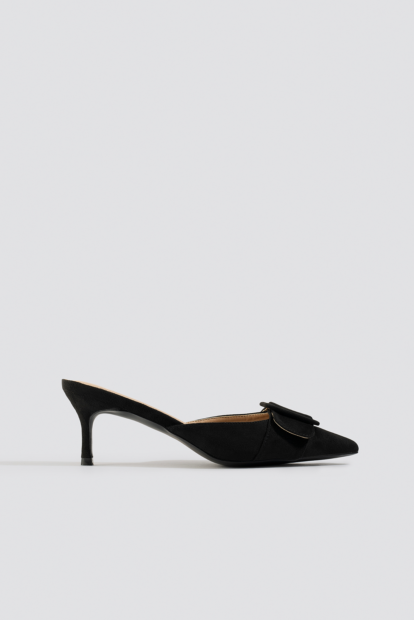 Pointy Buckle Mules Black