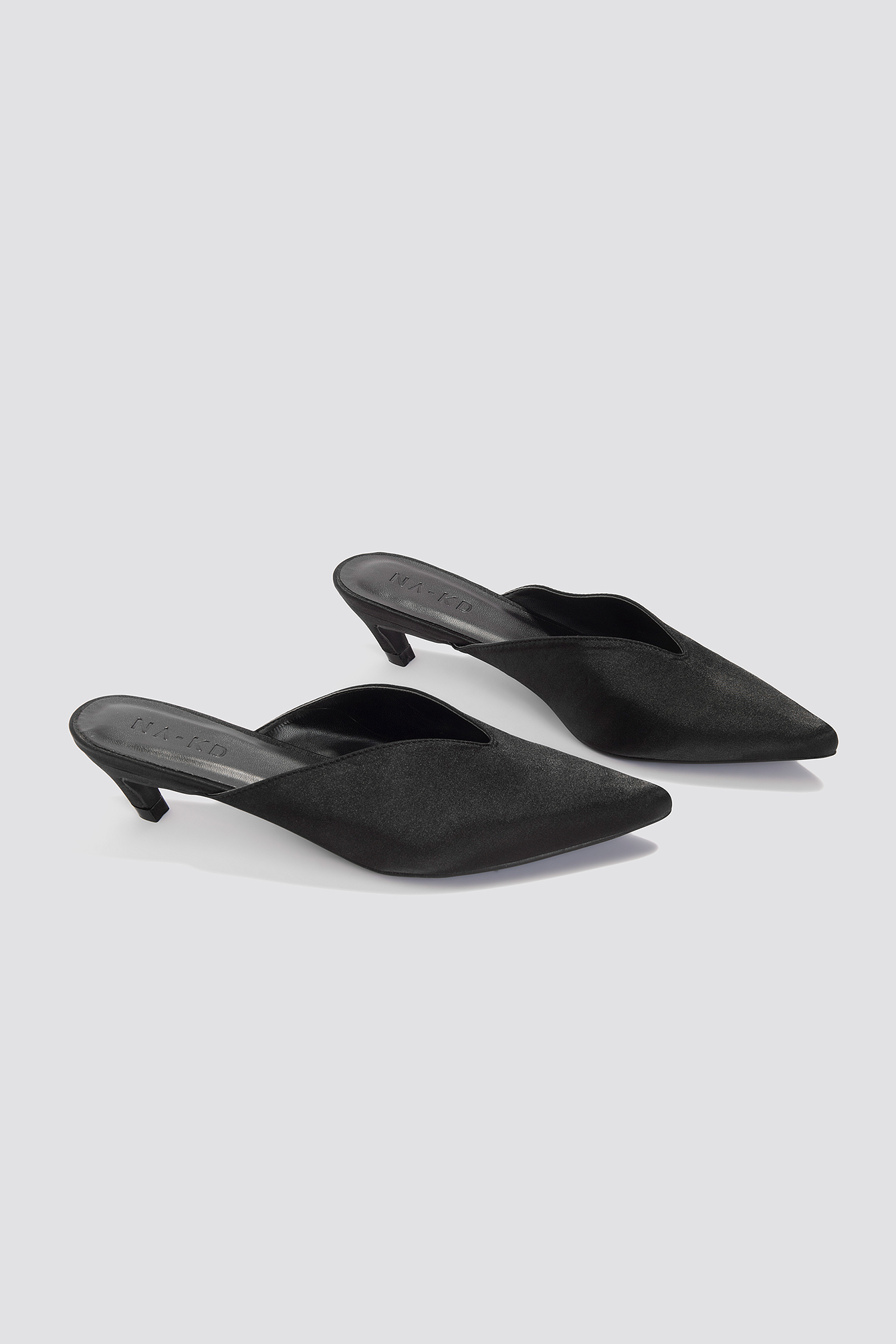 Pointy Slip In Kitten Heels Black
