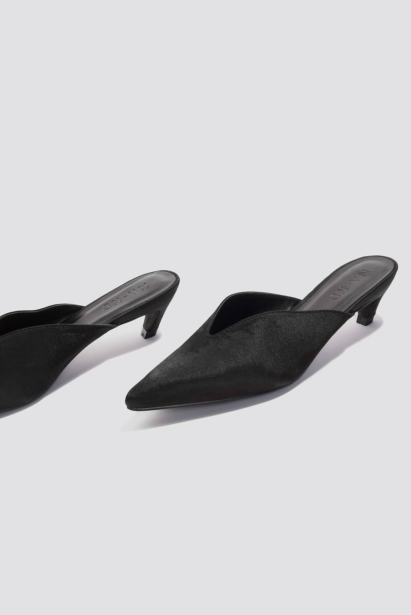 Pointy Slip In Kitten Heels Black