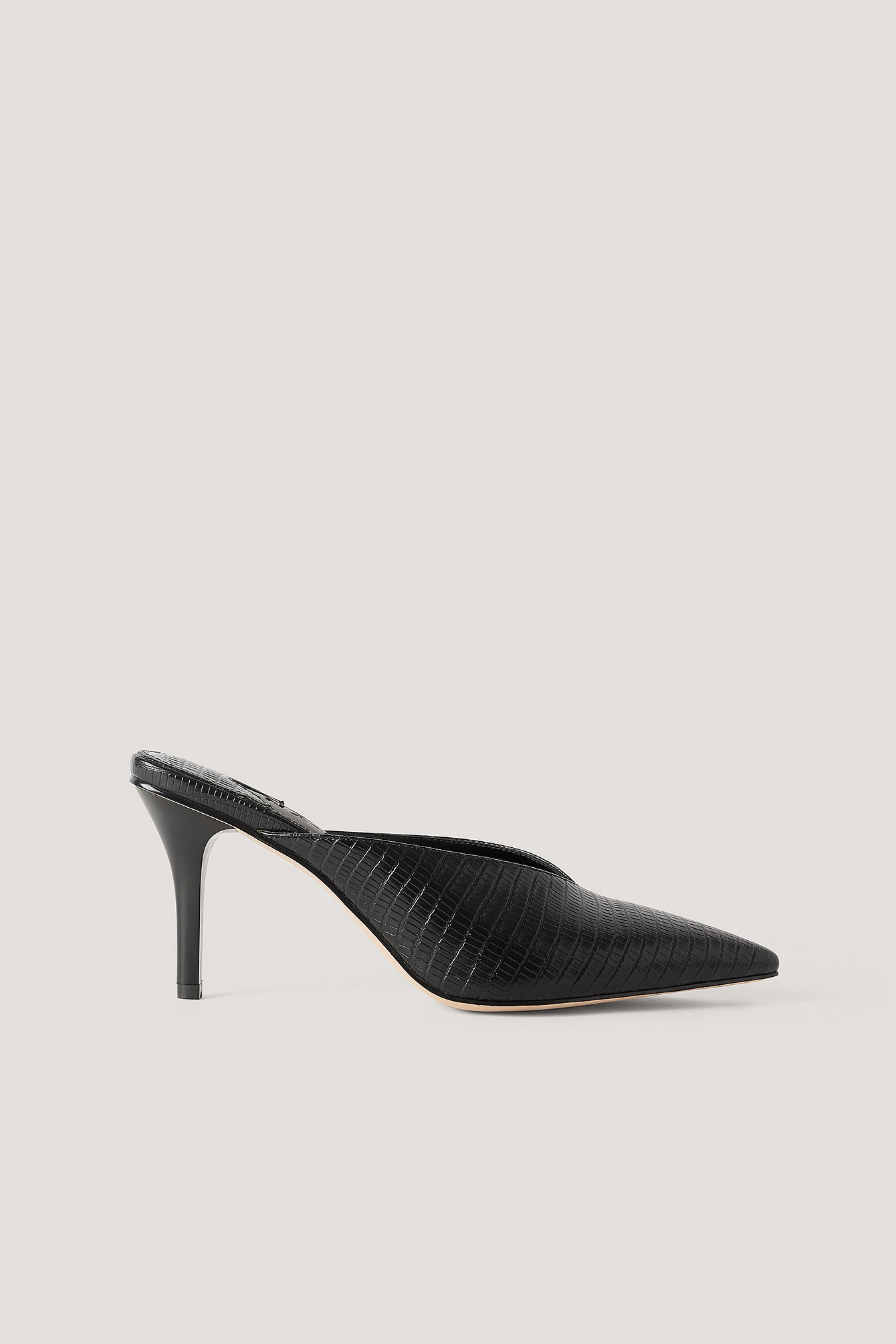 Black Pointy Squared Back Mules
