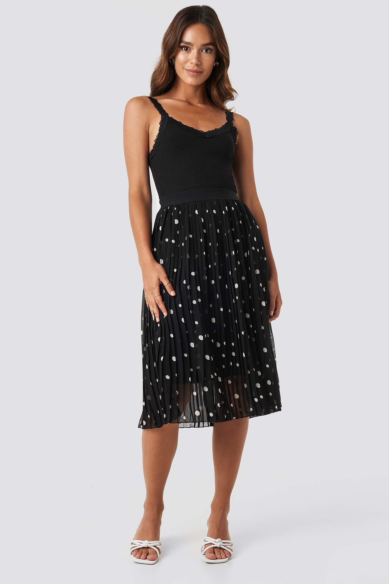 Polka Dot Print Midi Skirt Dots
