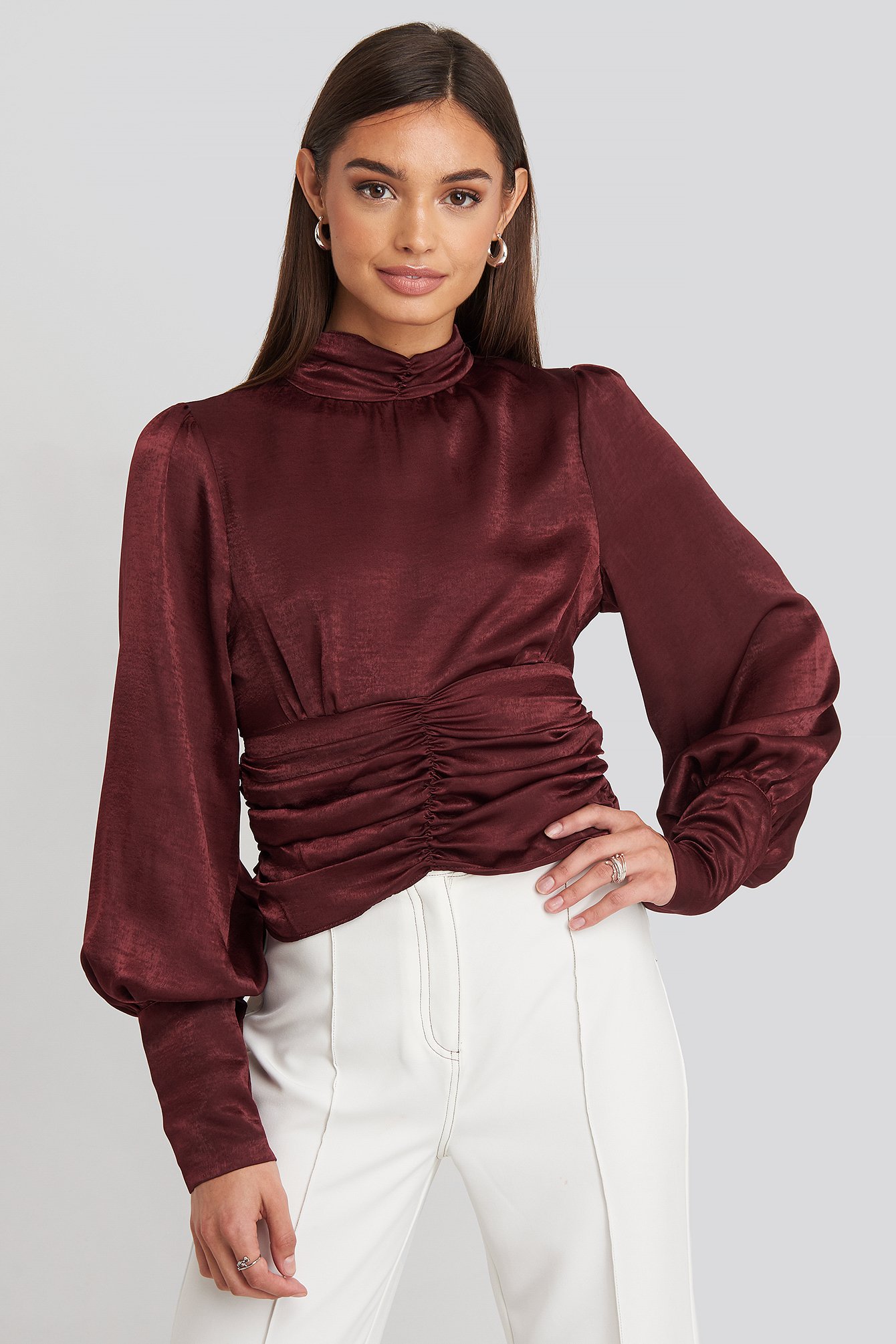 Polo Wide Cuff Blouse Red | NA-KD
