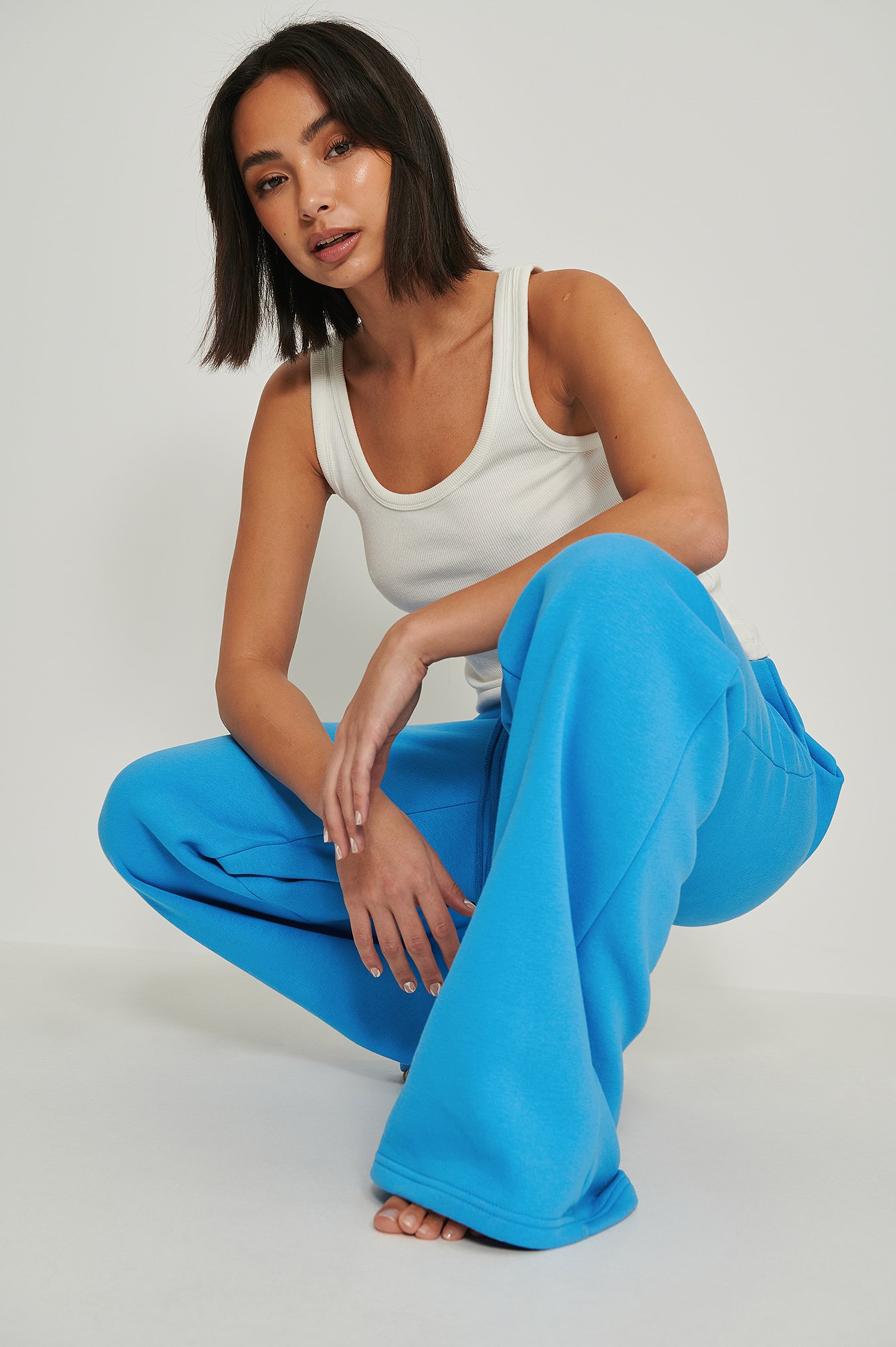 Blue Ekologiczne szczotkowane spodnie dresowe z prostą nogawką