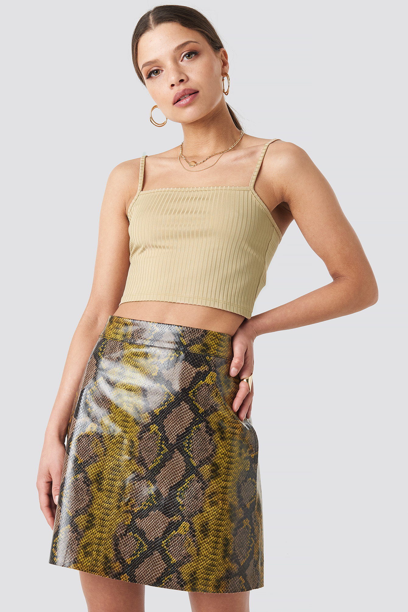 Snake Printed A Line Mini Skirt Snake Print