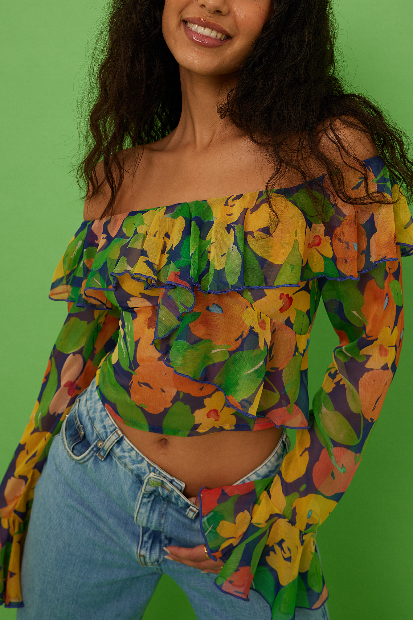 chiffon frill top
