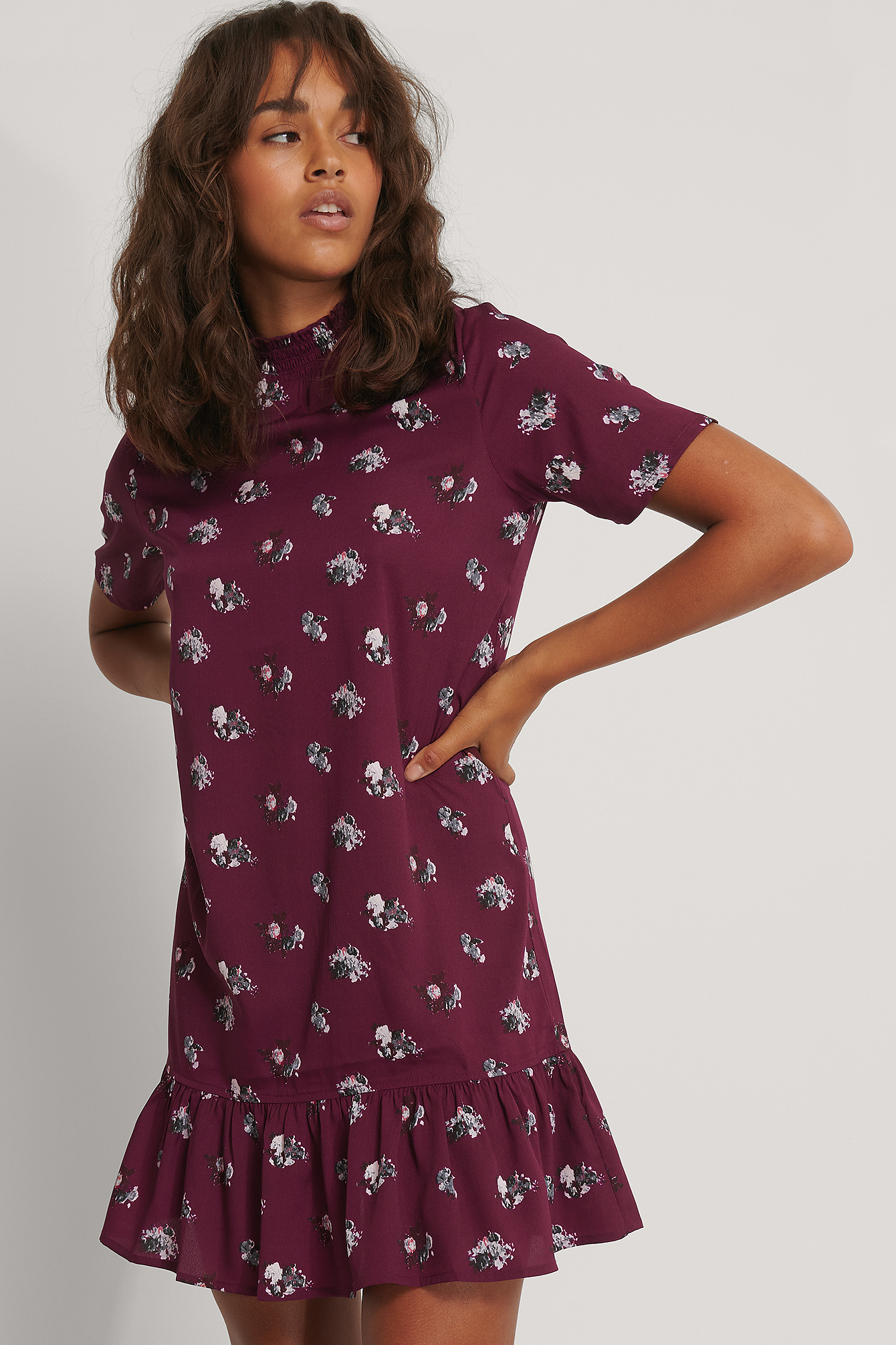 Printed Flowy Mini Dress Flower | na-kd.com