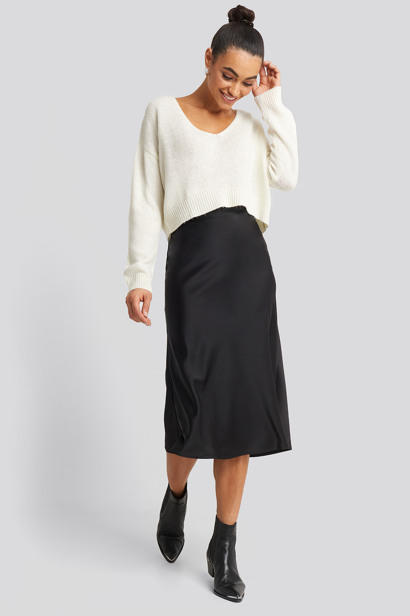 Satin Skirt Schwarz