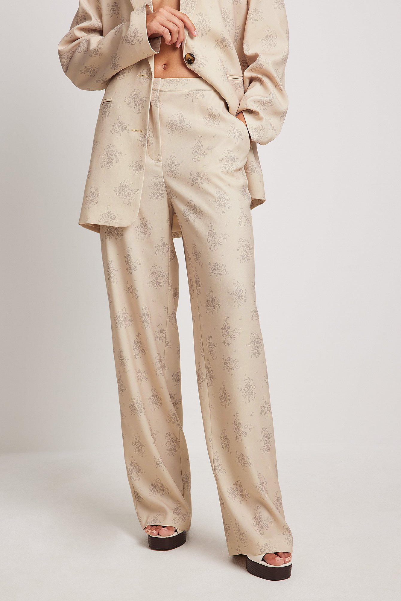 Dusty Flower Printed Suit Pants