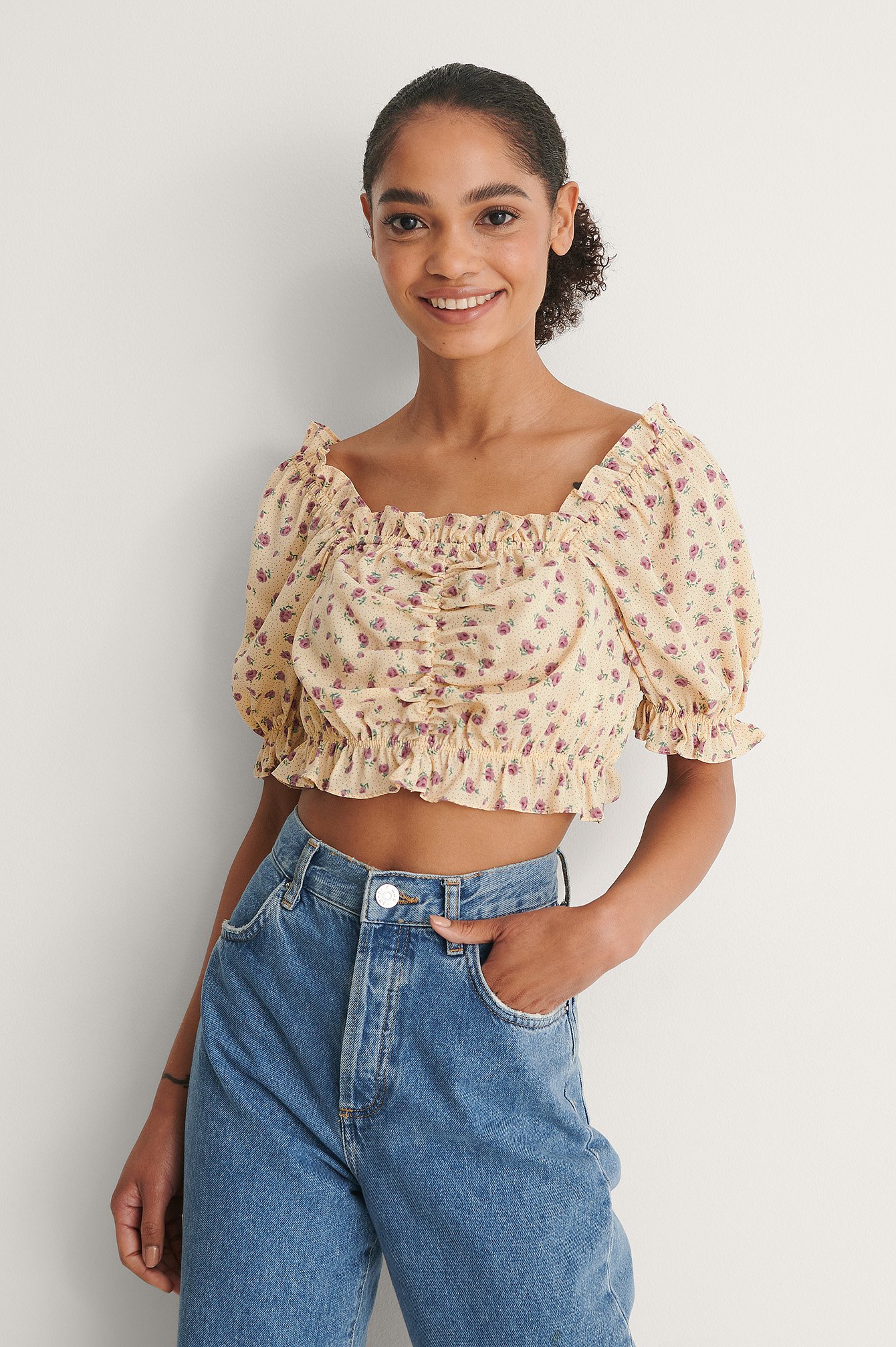 Yellow Flower Printed Top