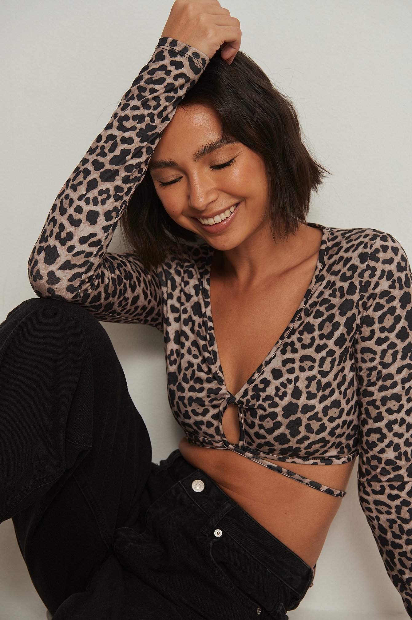 Leopard Recycled Printed Wrap Top