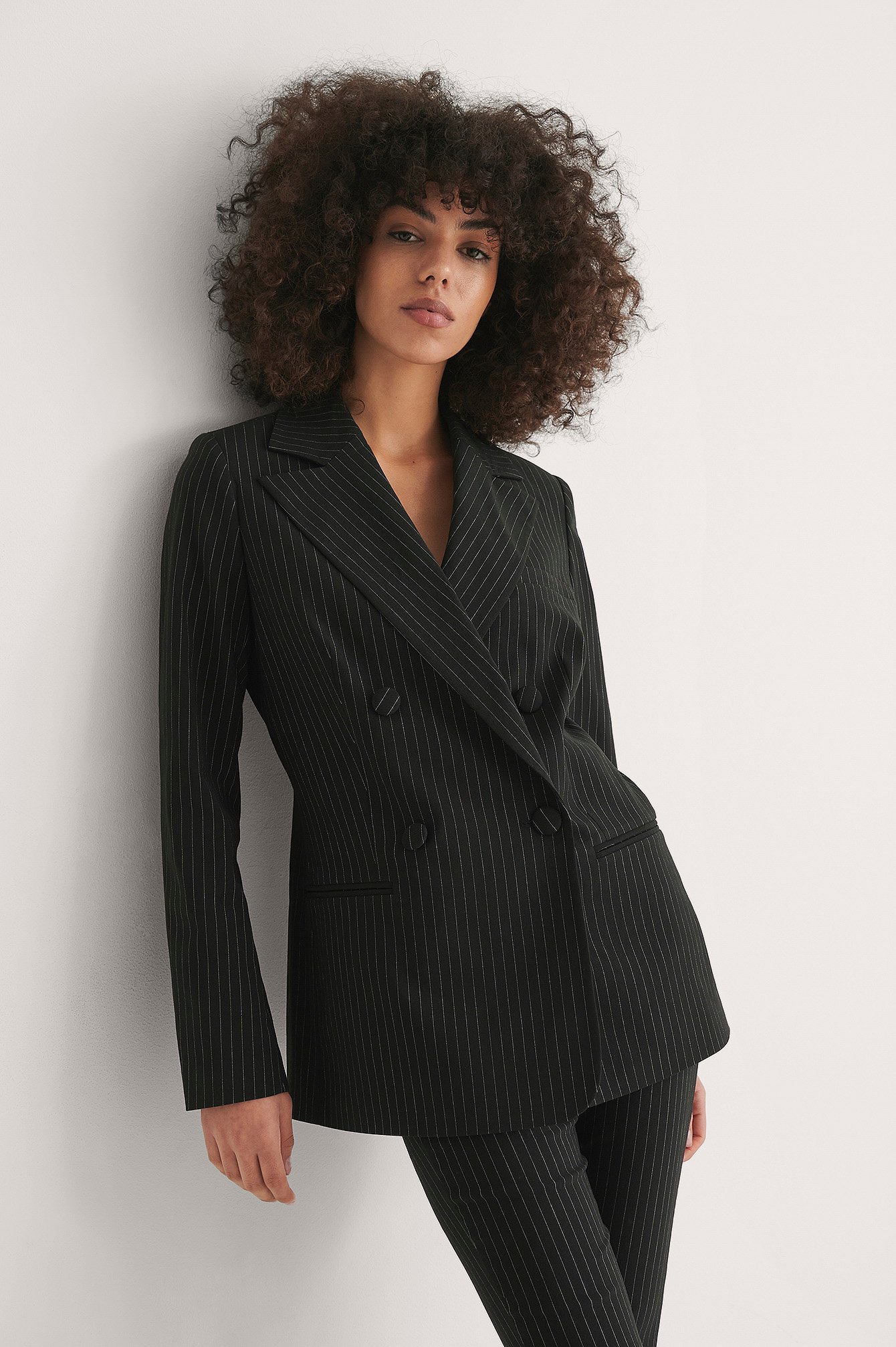 Pinstripe Pinstriped Double Breasted Blazer