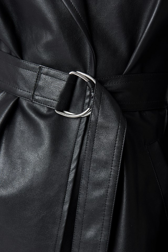 PU Leather Belted Jacket Black | na-kd.com
