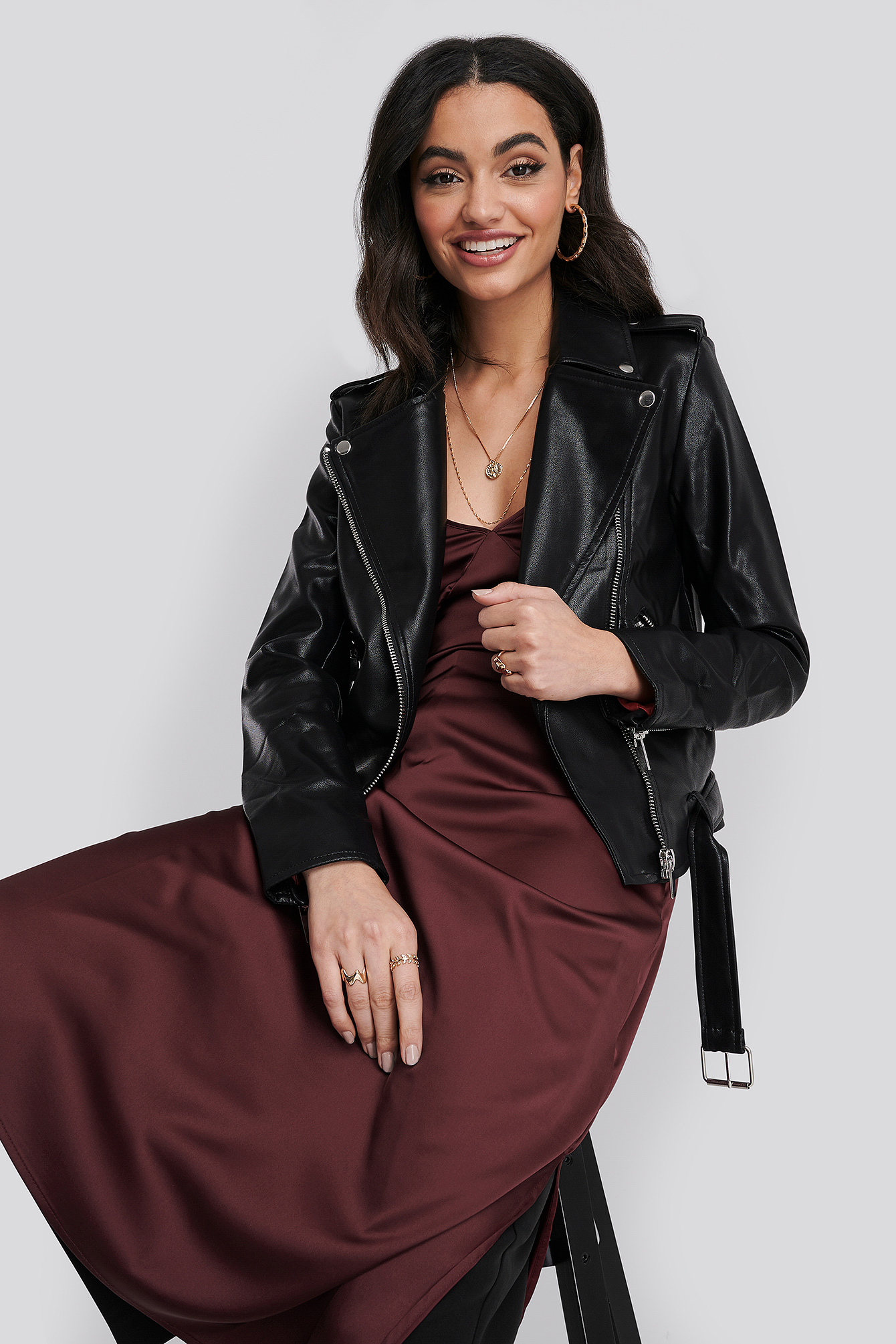 Pu Leather Biker Jacket Antracite