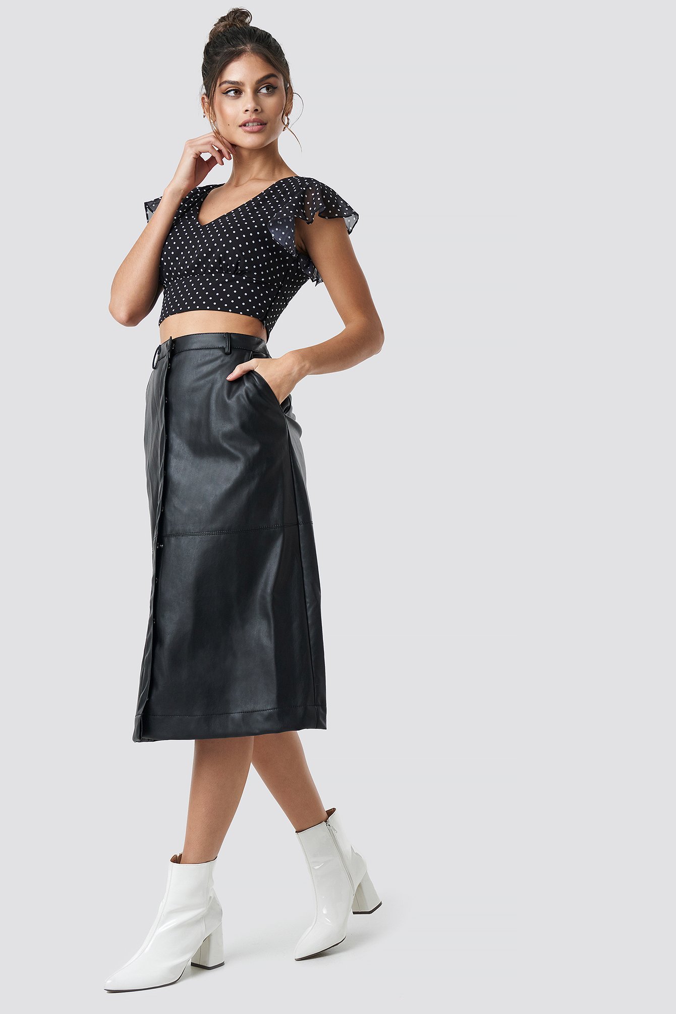 Black PU Midi Skirt
