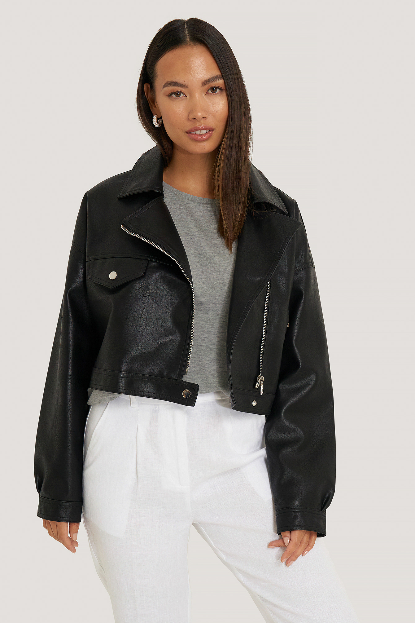 oversized pu jacket