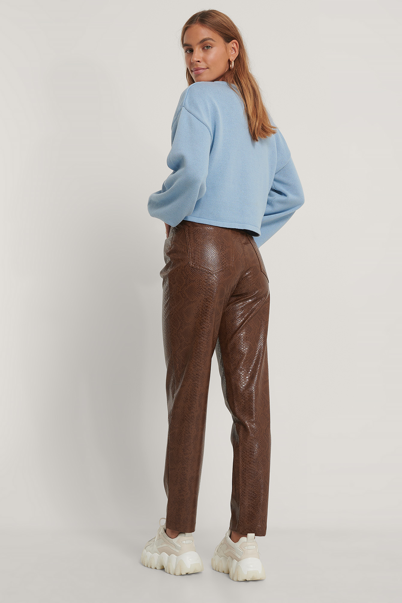 Pu Snake Pants Brown | na-kd.com