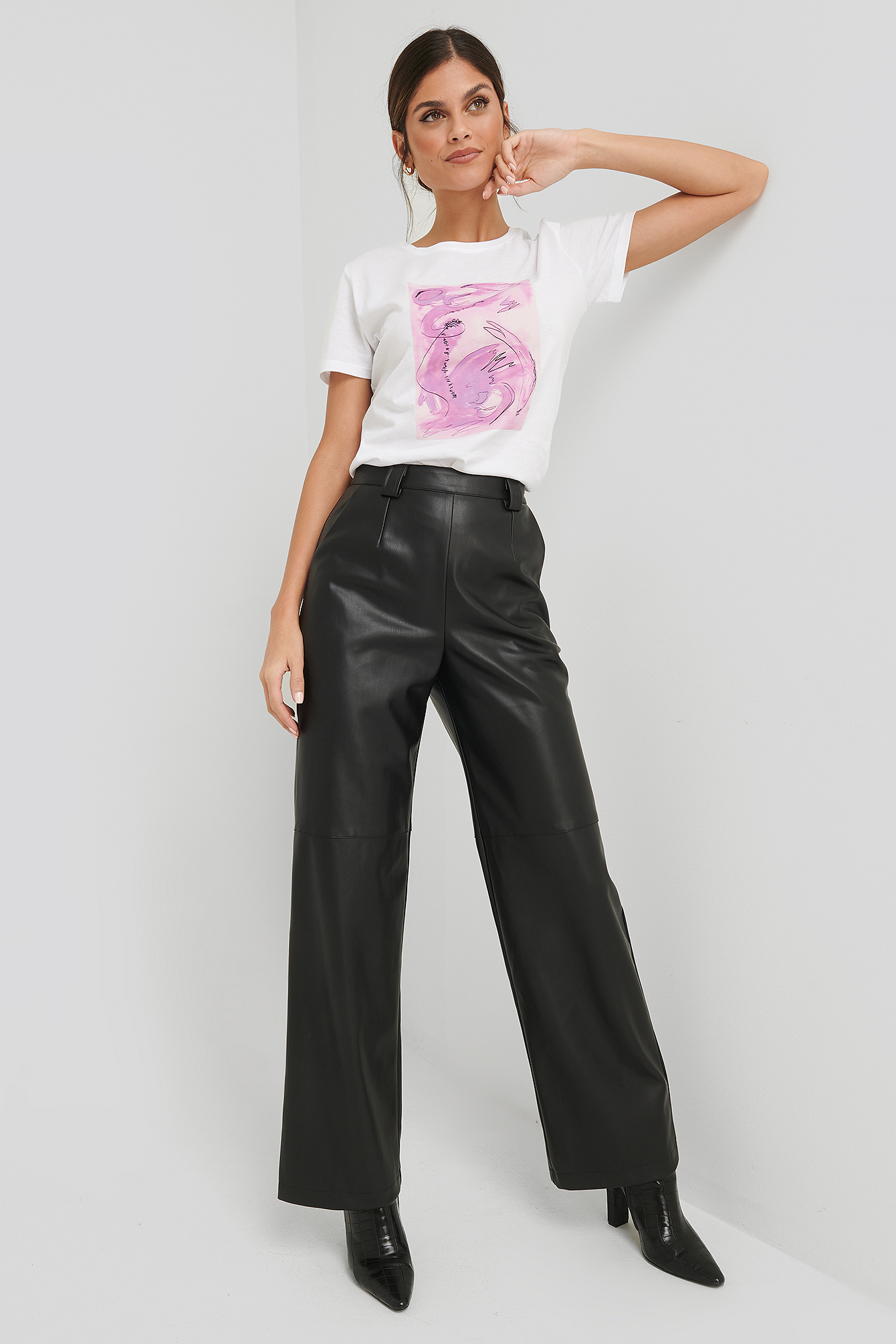 PU Wide Leg Pants Black