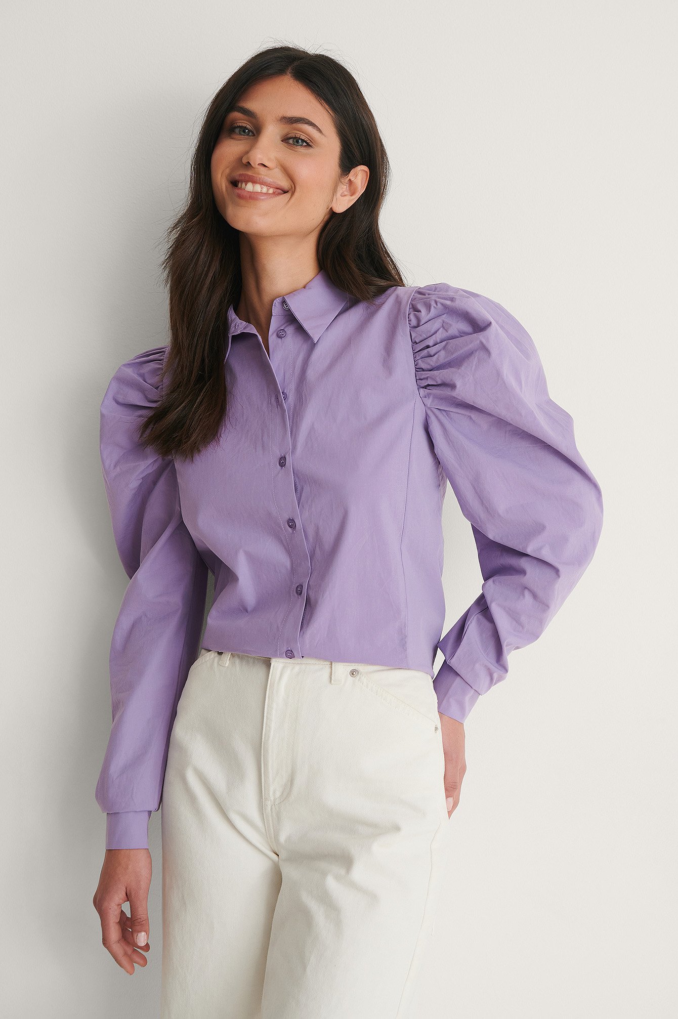 Lilac Skjorte Med Puffermer