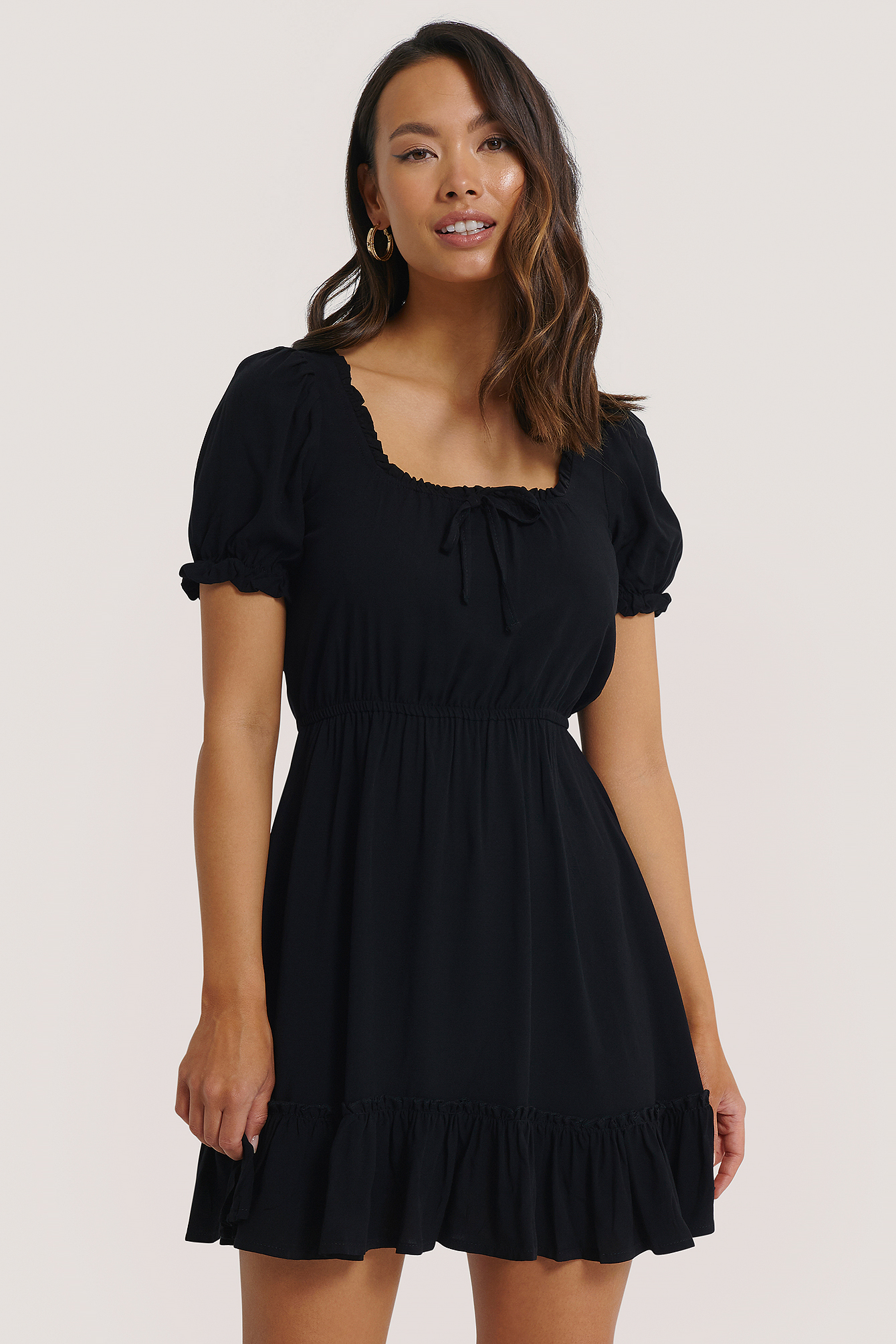 Puff Sleeve Mini Dress Black | NA-KD