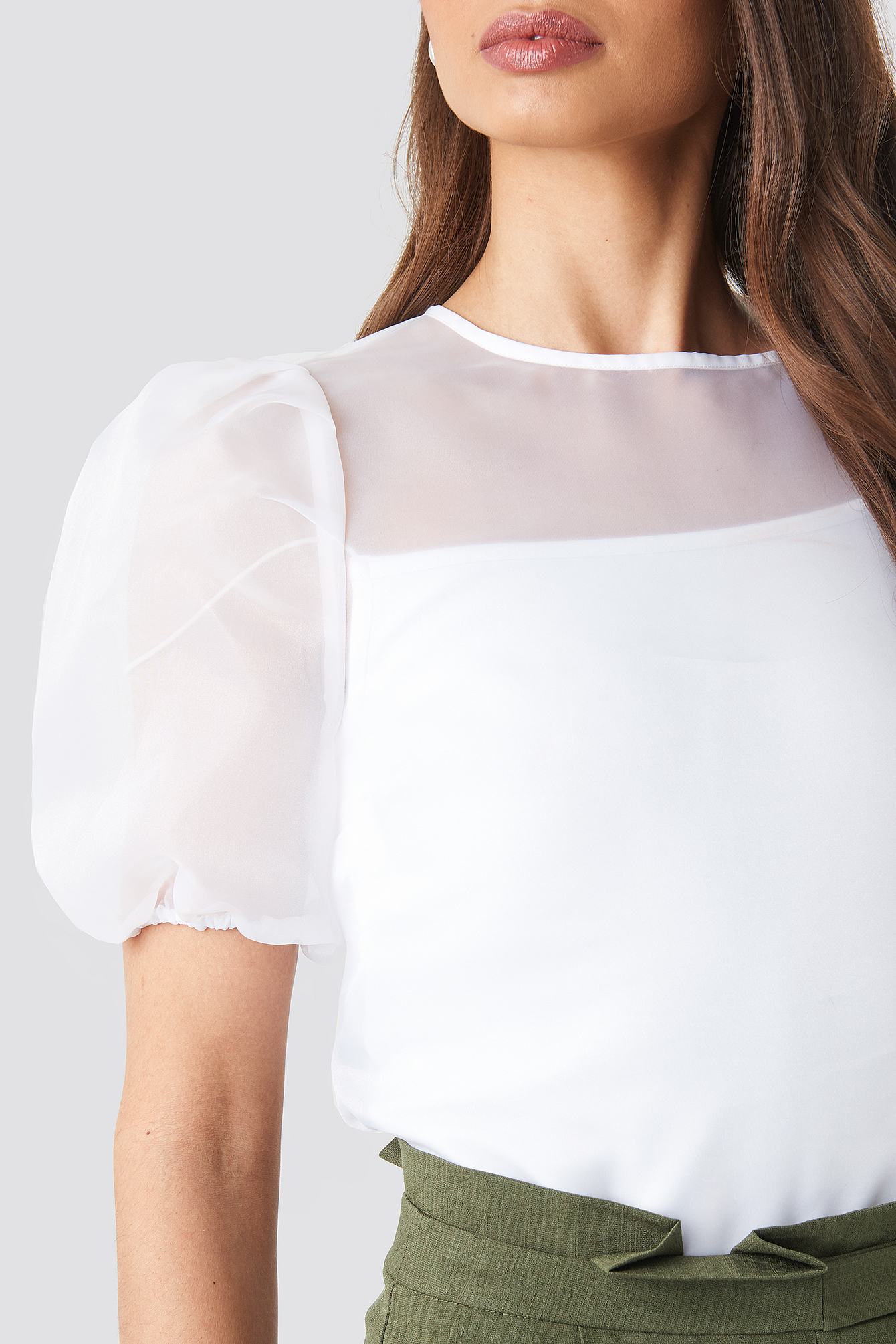 Puff Sleeve Organza Blouse Wit