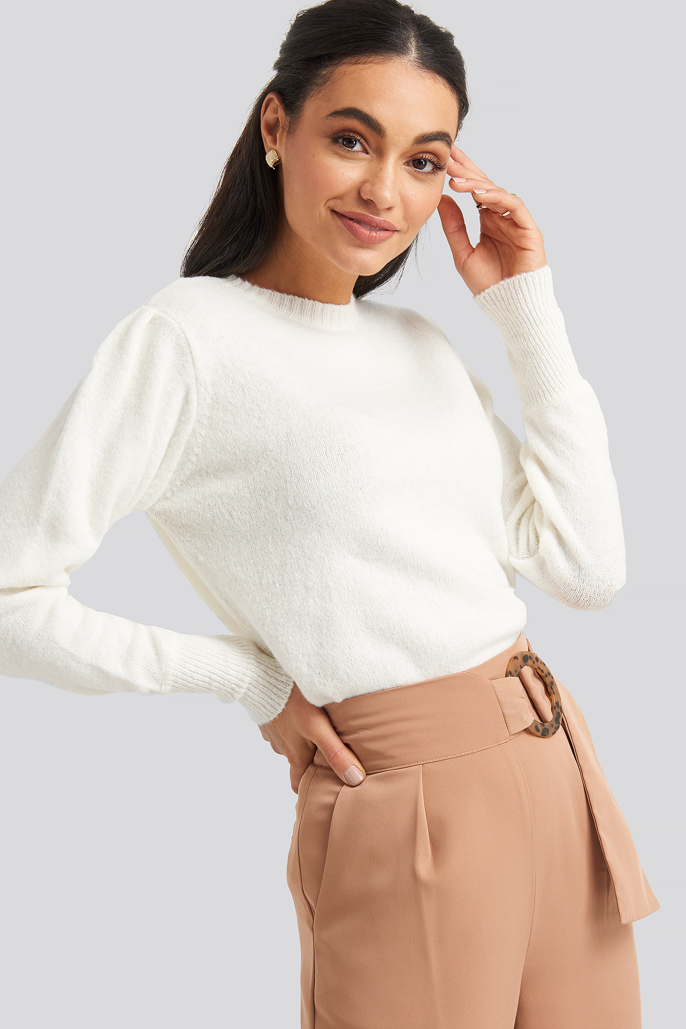 Puff Sleeve Sweater White | na-kd.com