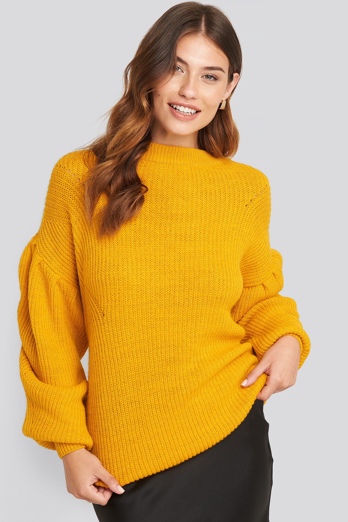 Puff Sleeve Sweater Mustard
