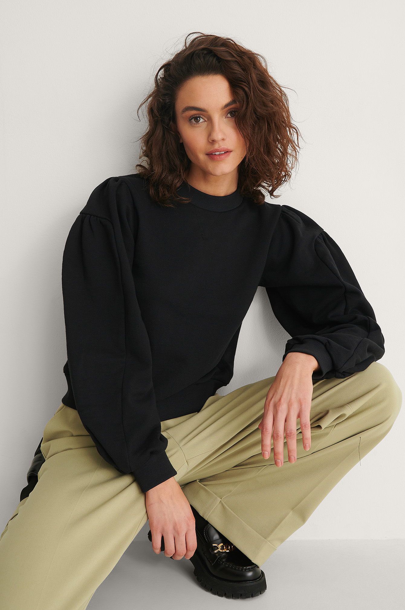 black puff sleeve sweatshirt