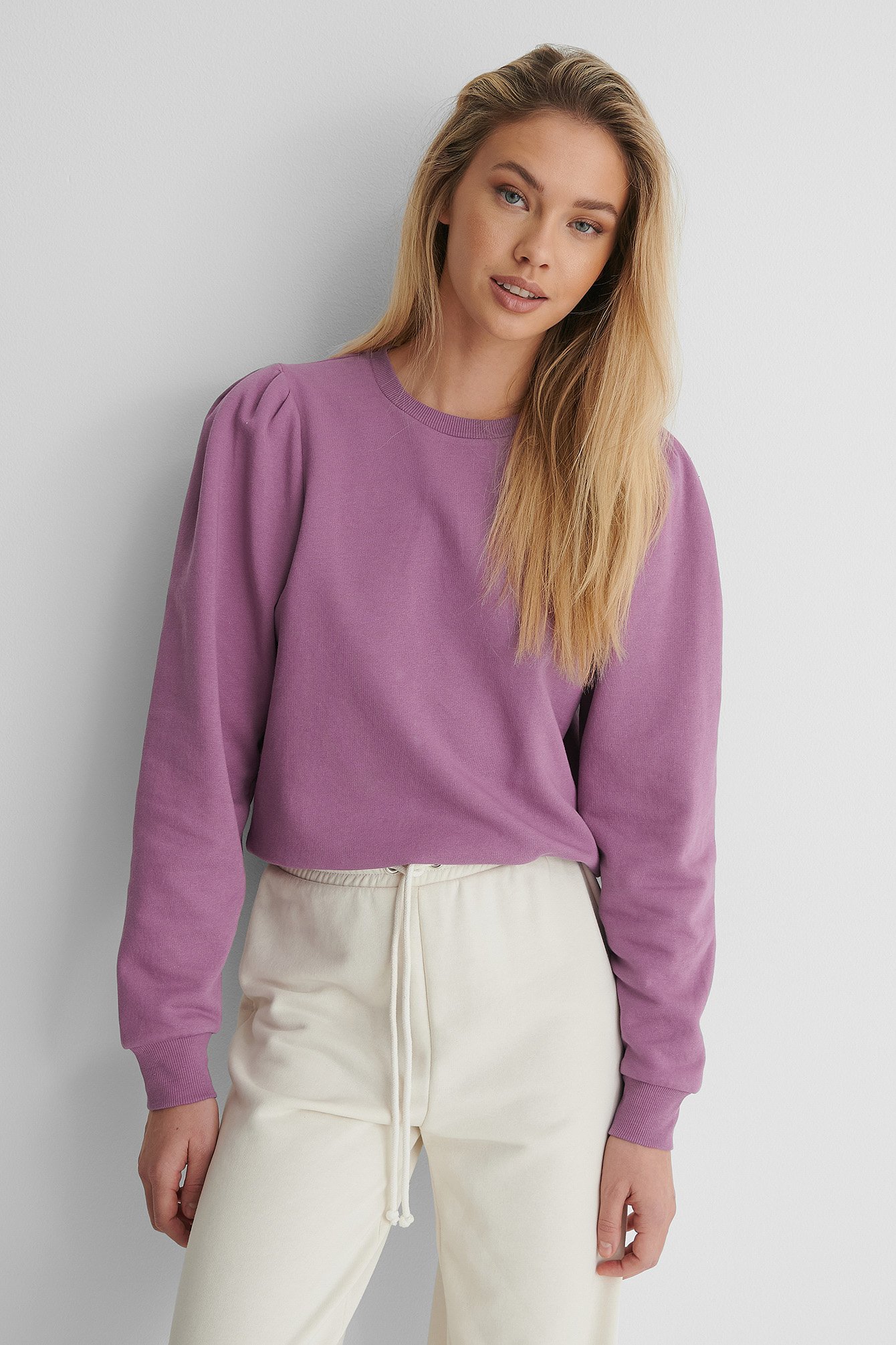Purple Organic Puff Sleeved Sweatshirt