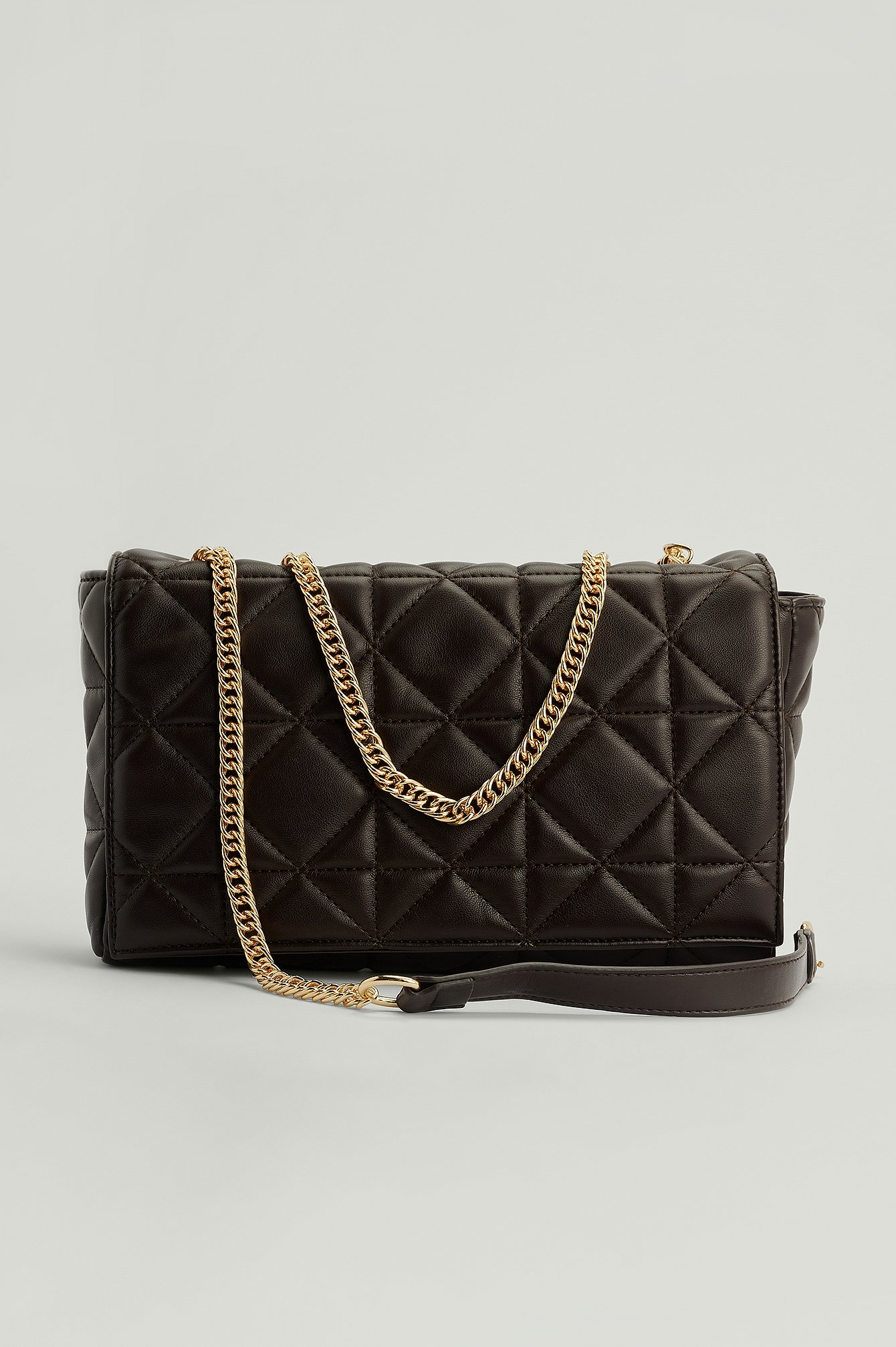 Chocolate Brown Quilted Chain Bag