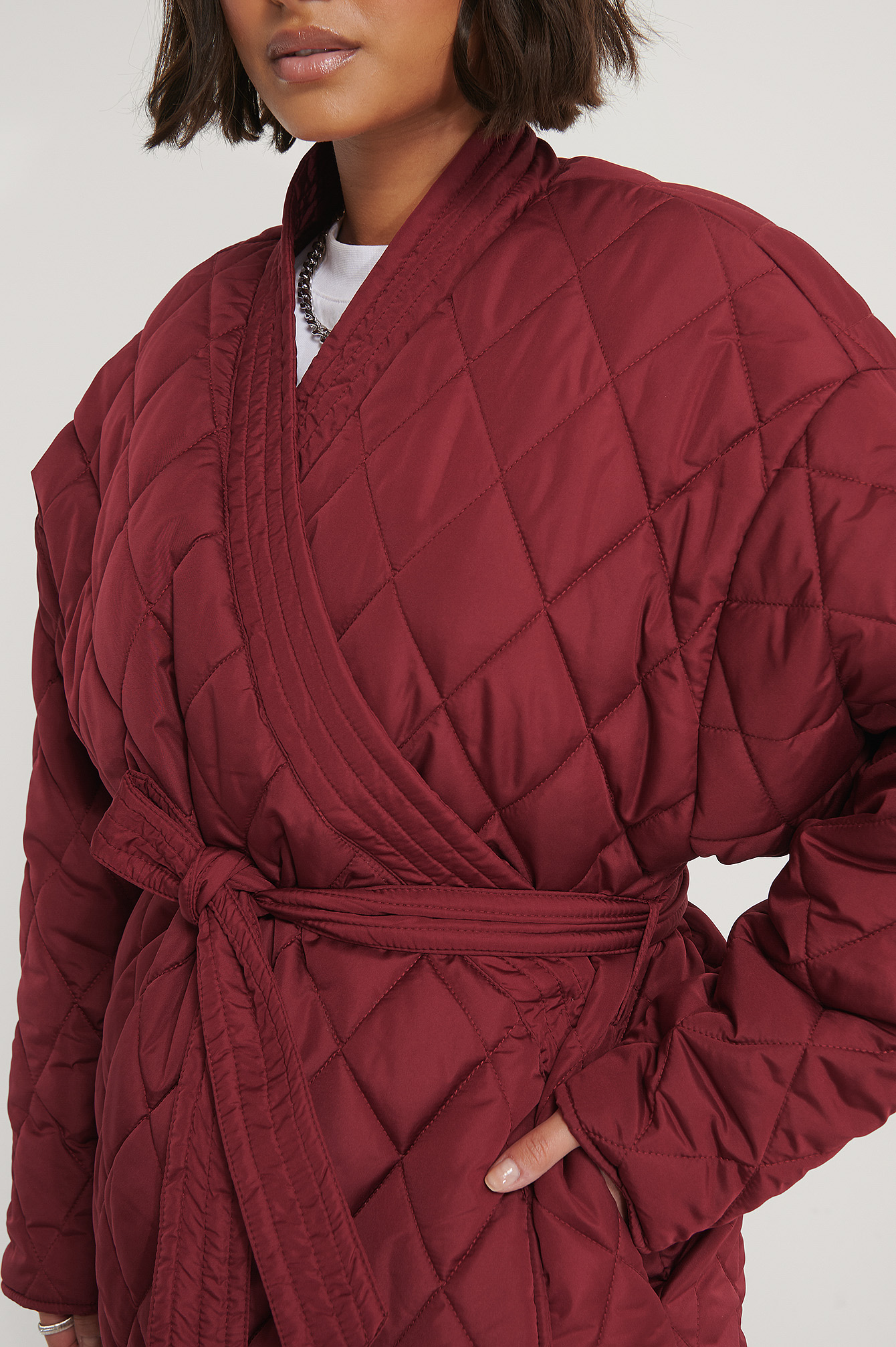 Quilted Kimono Coat Red | na-kd.com