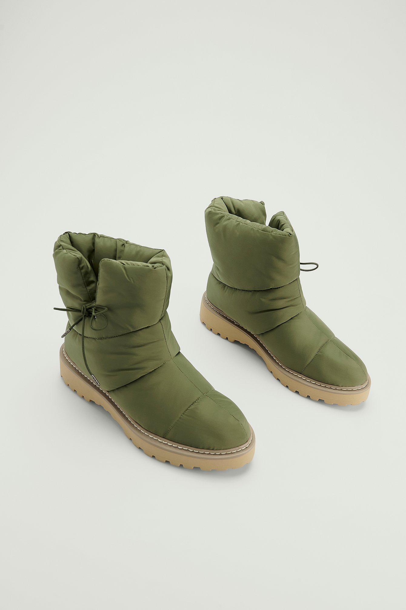 Khaki Quilted Low Boots