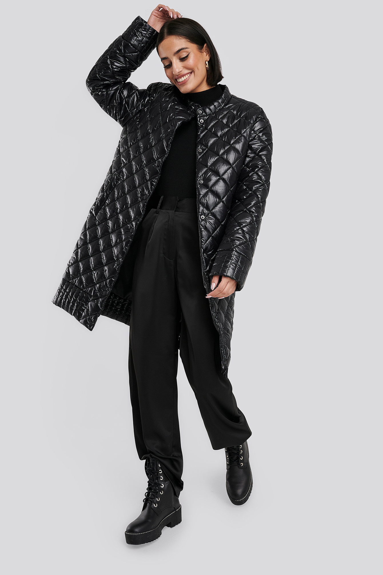 Quilted Padded Jacket Black