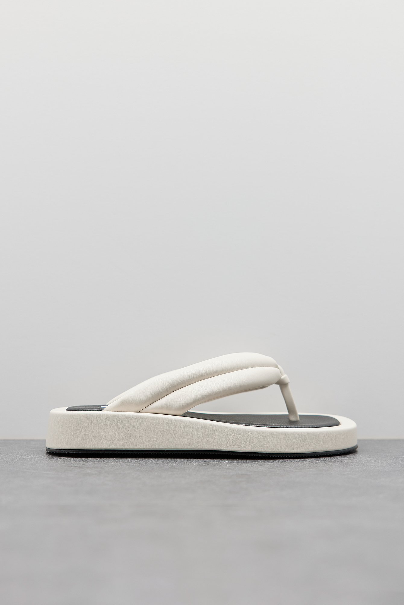 Offwhite Quilted Toe Strap Sandals