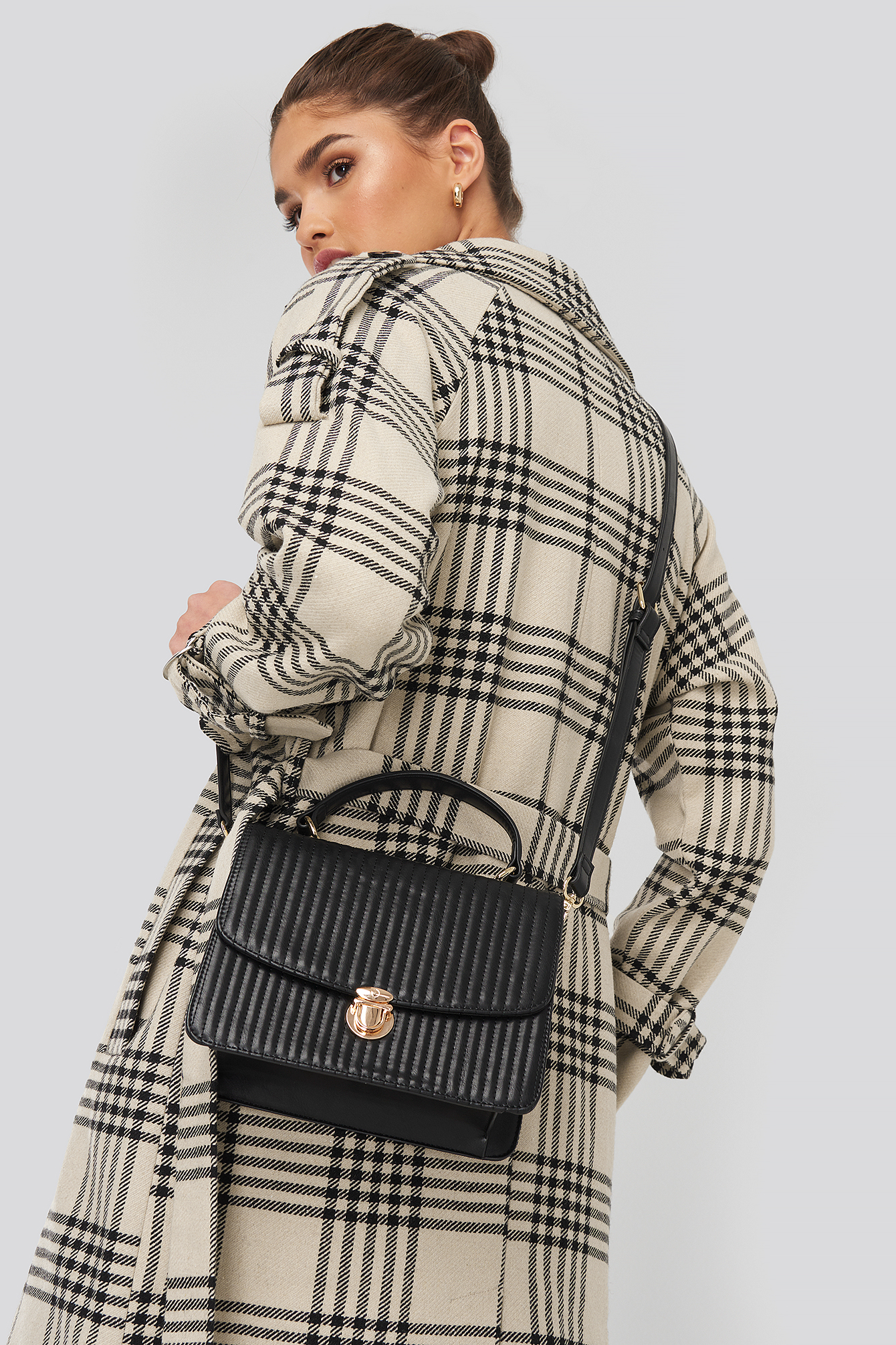 Quilted Top Handle Bag Black