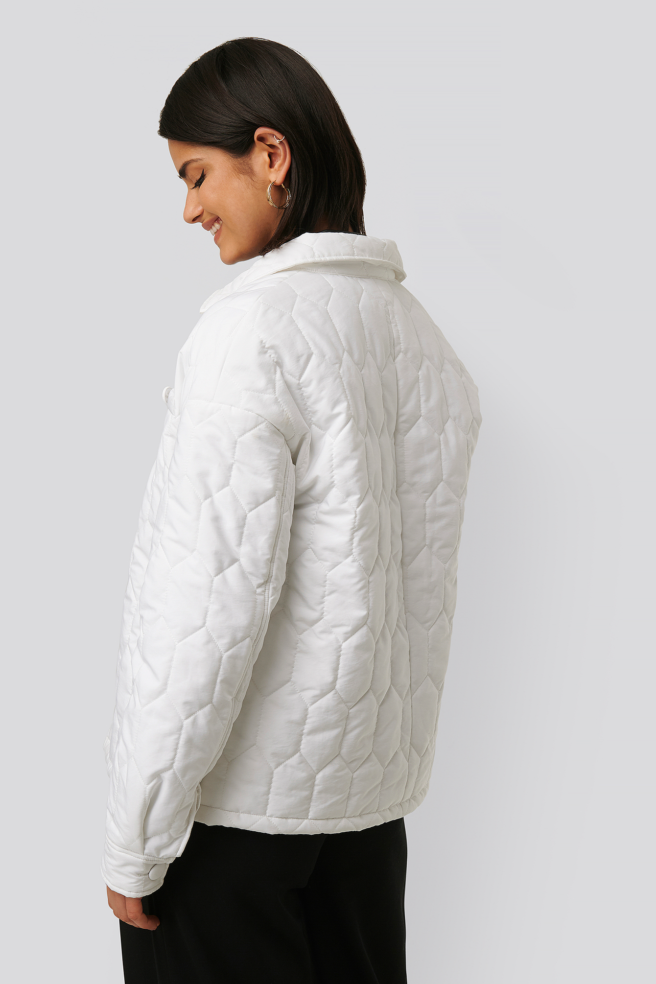 Quilted Buttoned Jacket White