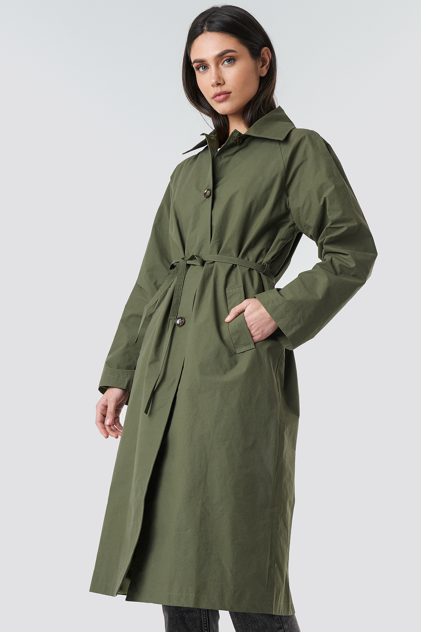 Raglan Sleeve Trench Green