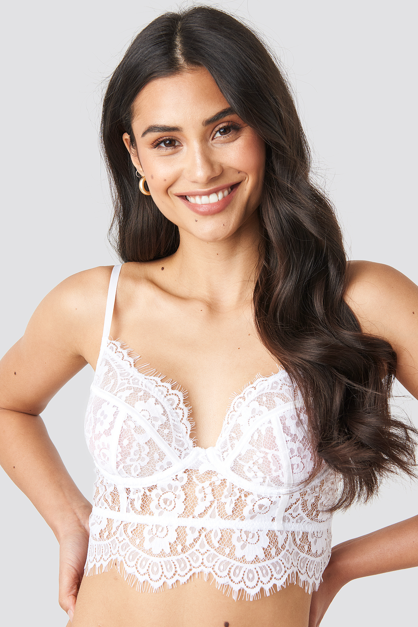 Raw Edge Lace Bustier White