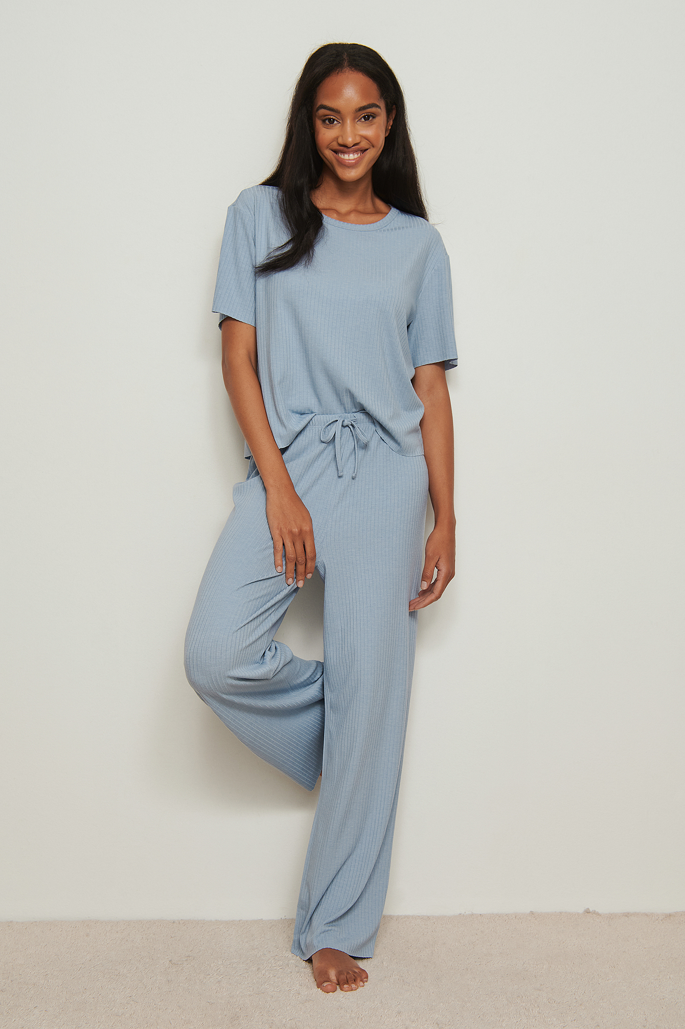 Kleding Dameskleding Pyjamas & Badjassen Pyjamashorts & Pyjamabroeken Broek 100% Silk Pajama Set/ Cropped Shirt with Side Slit Lounge Pant/Navy/Cream/great gift for her 