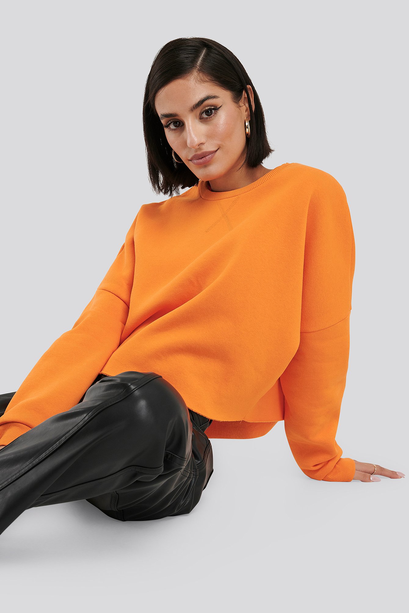 Orange Raw Edge Sweater