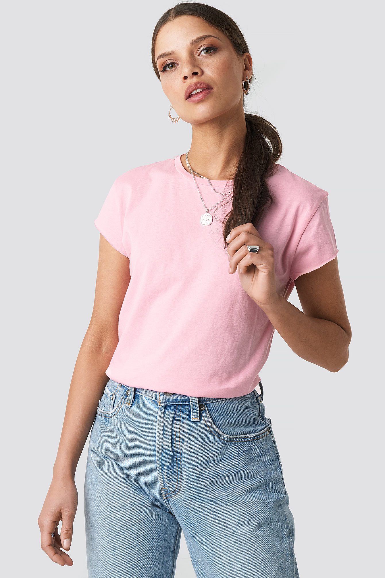 Raw Edge Tee Pink