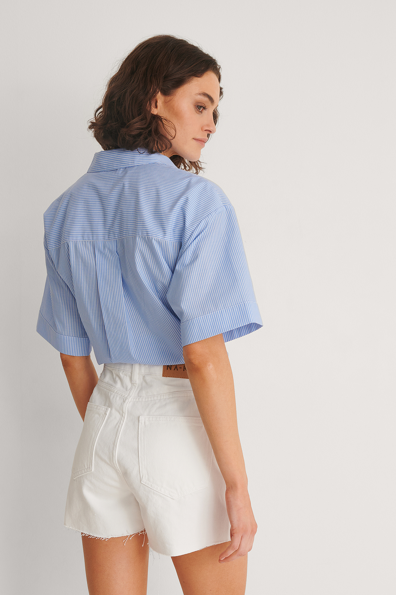 Organic Raw Hem Buttoned Denim Shorts 