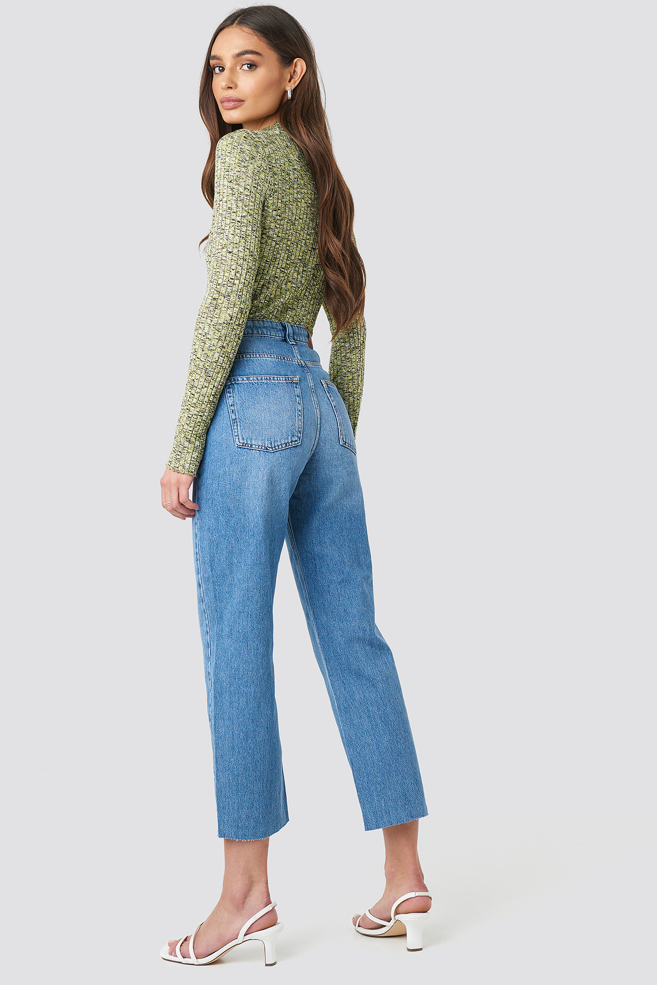 Raw Hem Straight Jeans Blue | na-kd.com