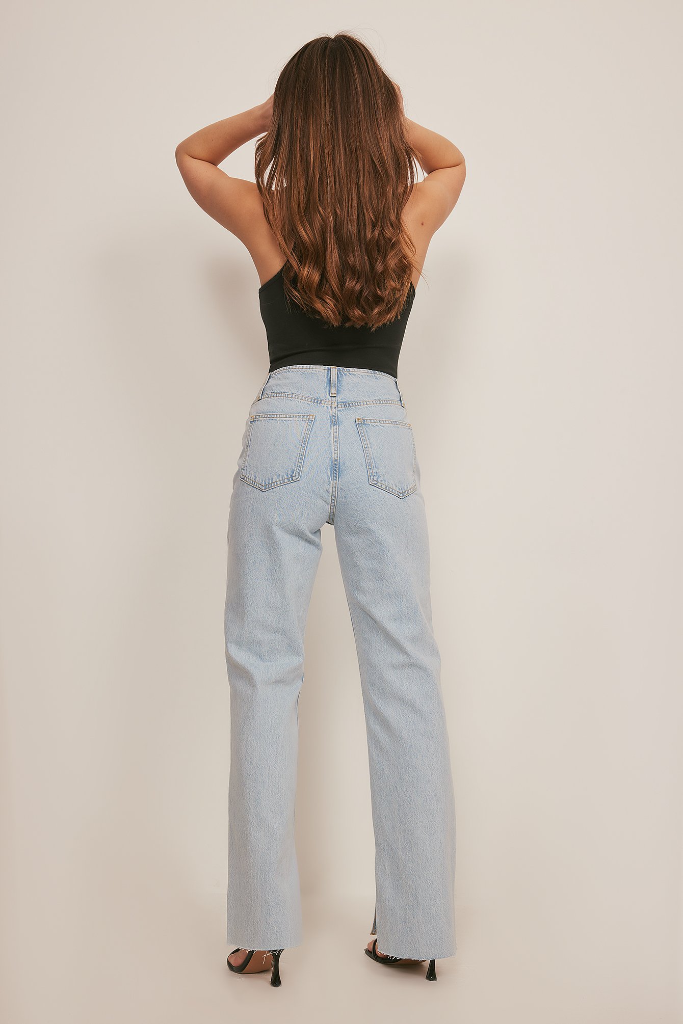 Acid Blue Denim jeans met gerafelde taille