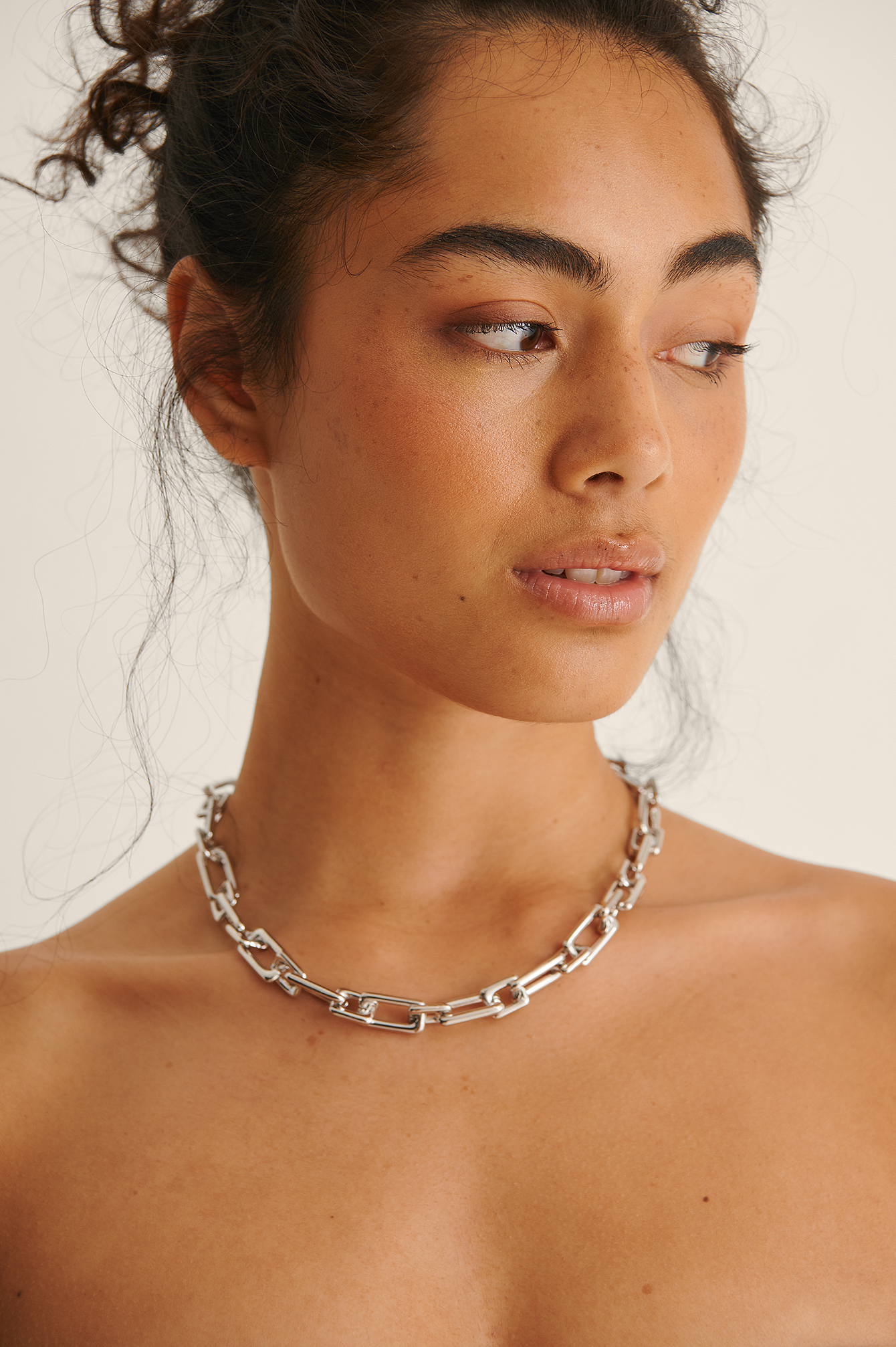 Rectangular Chunky Chain Necklace Silver NAKD