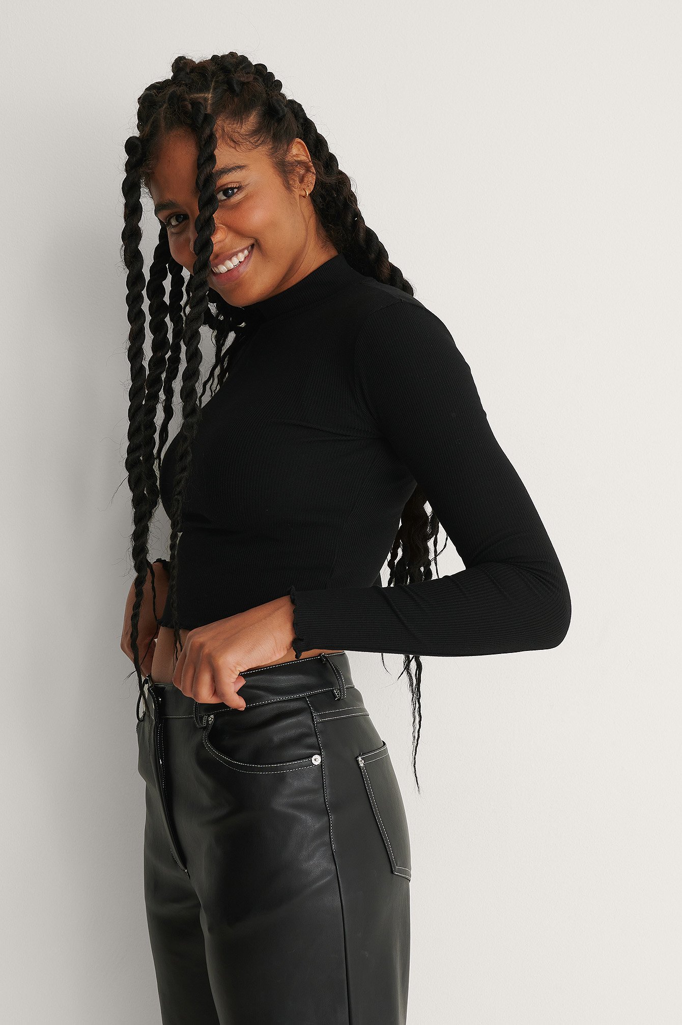 Black Recycled Babylock High Neck Top