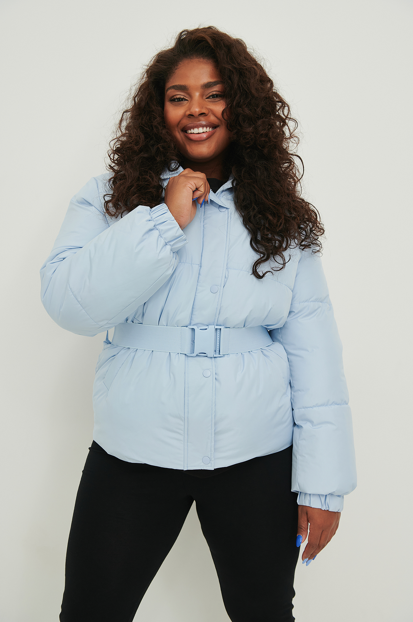Light Blue Recycled Belted Padded Jacket
