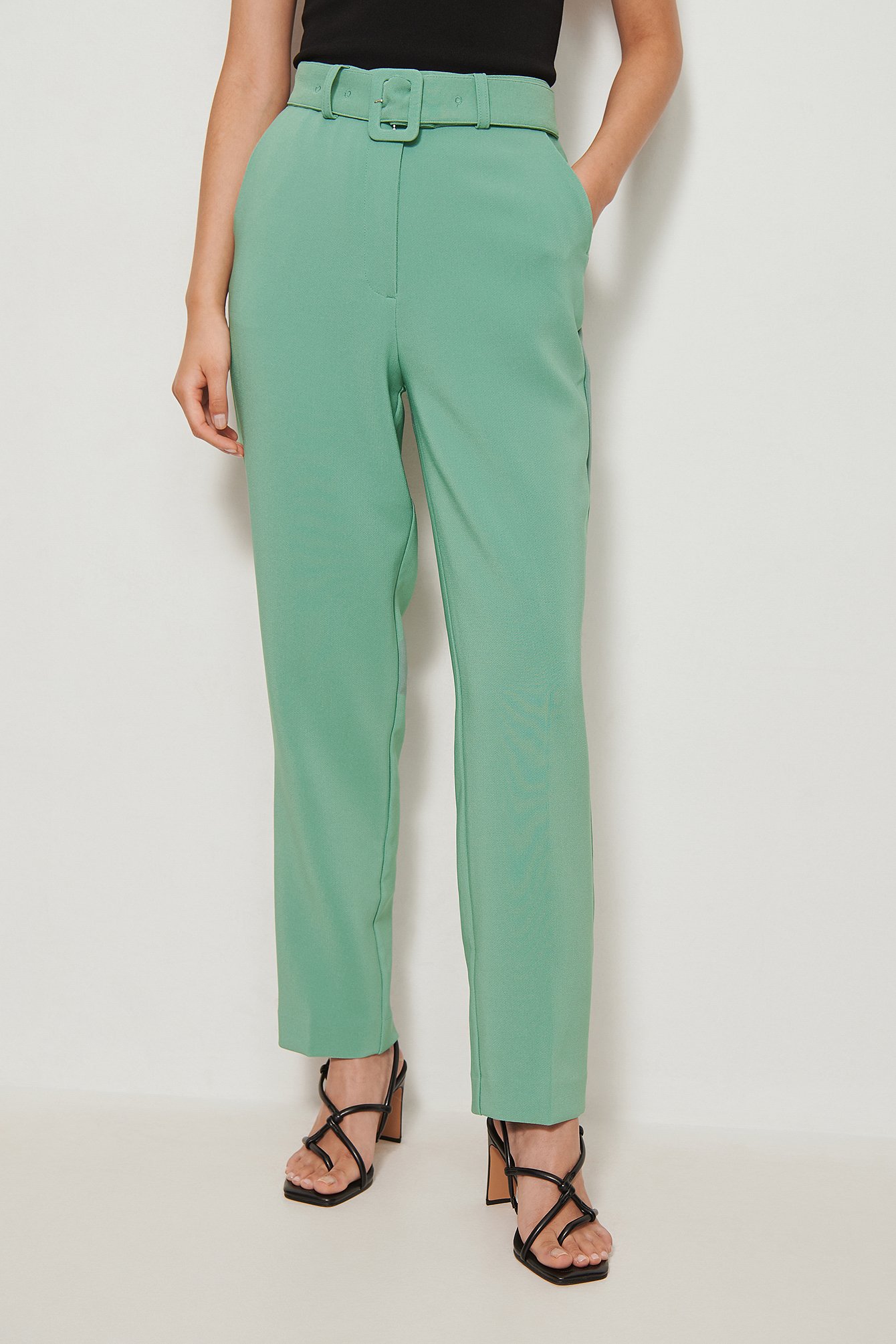 Teal Recycled Belted Suit Pants