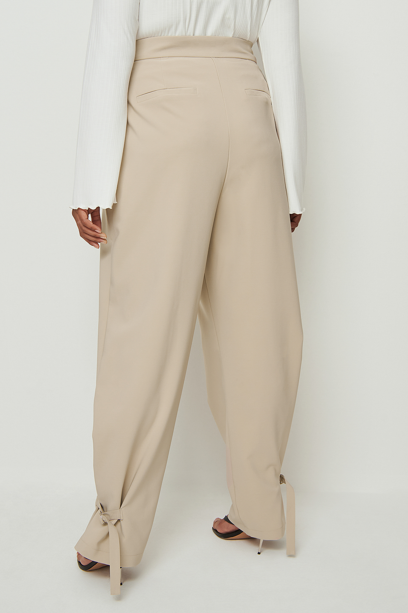 Recycled Buckle Detail Suit Pants Beige 