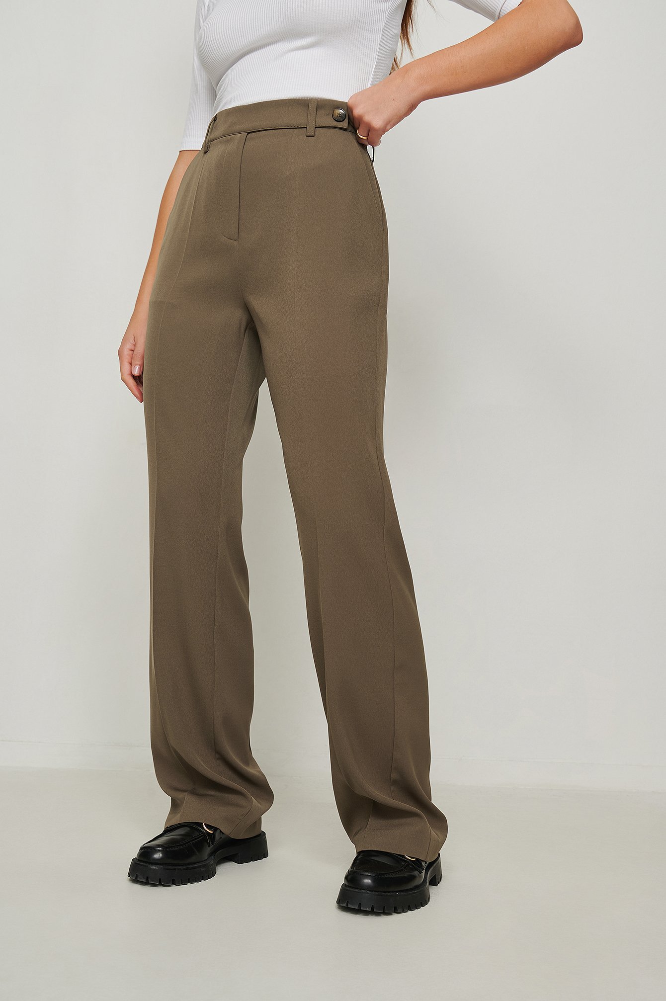Grey Brown Recycled Buttoned Detailed Suit Pants