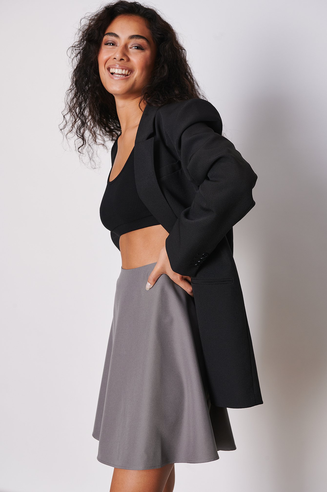 Grey Circle Mini Skirt